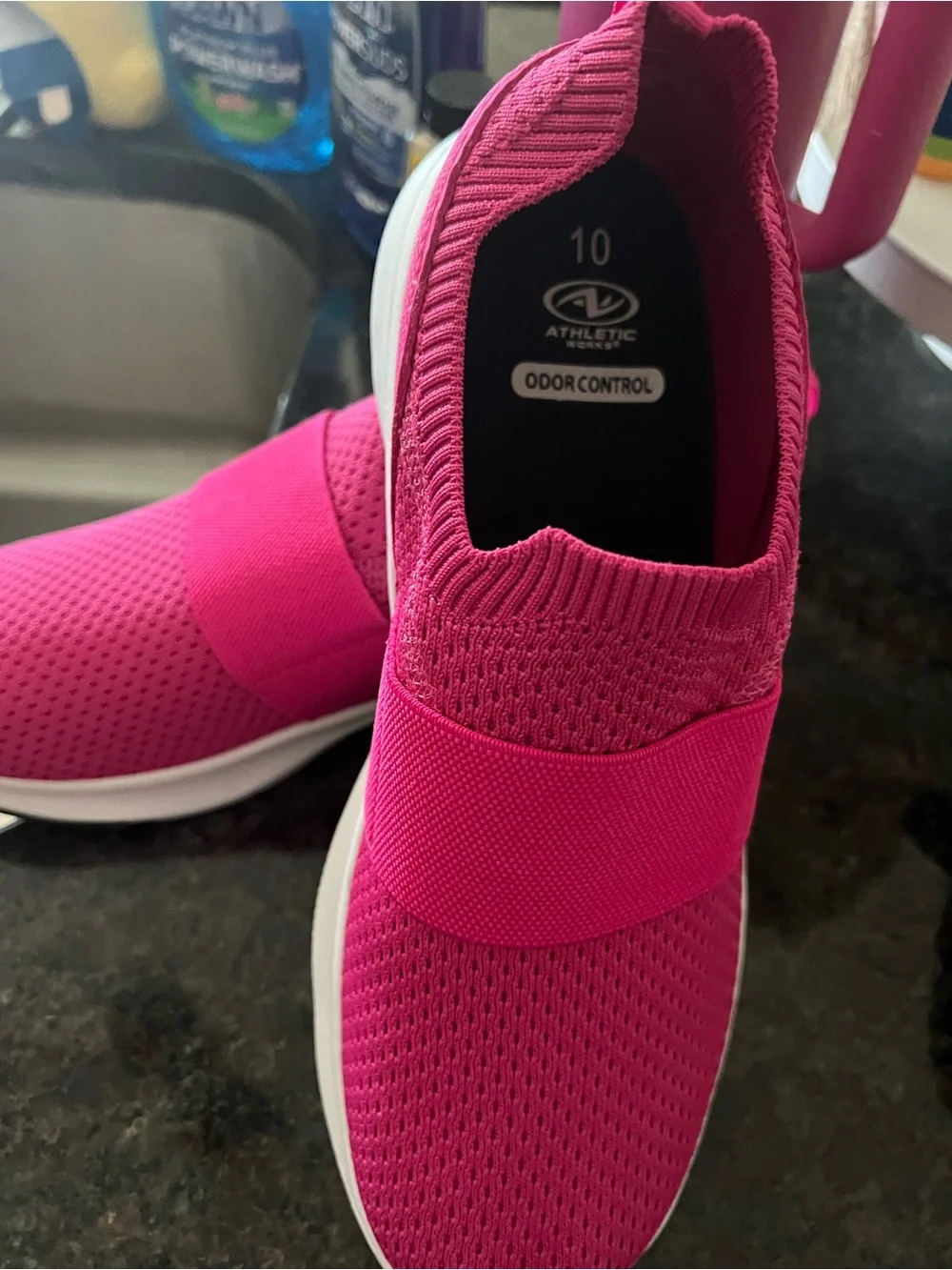 Athletic Works Women's Slip-On Knit Sneaker - Bright Pink size 10